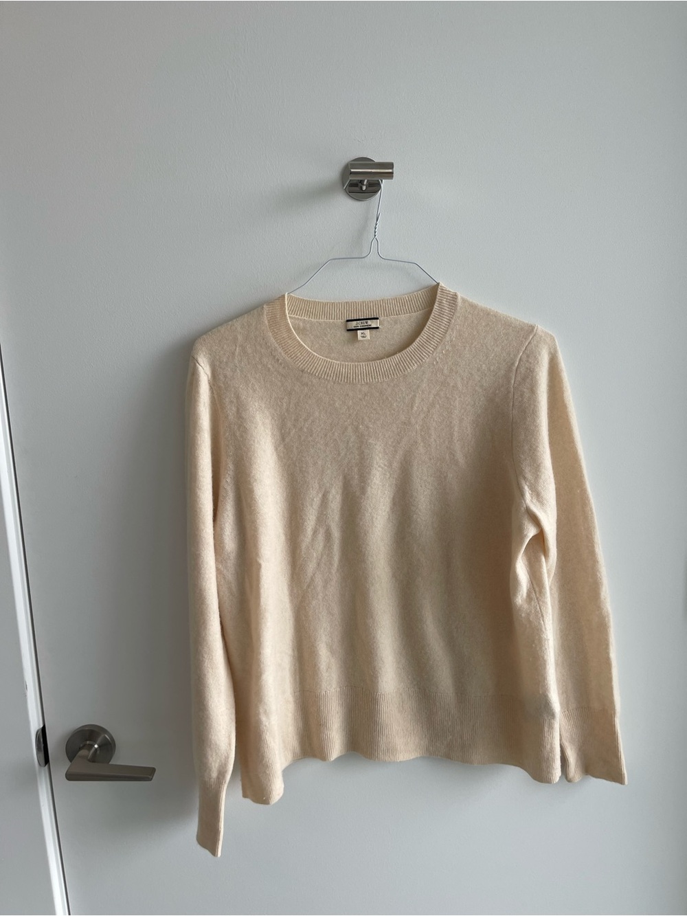 J Crew Cashmere Lightweight Beige Crewneck Sweater